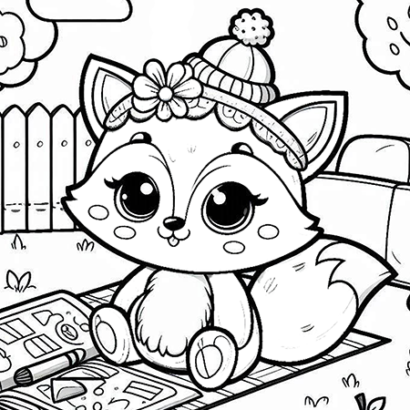 Baby Fox Coloring Page Featured Image