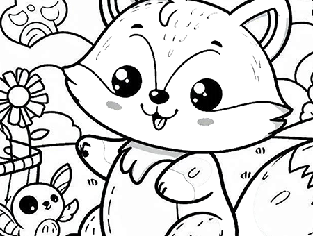 Baby Grey Fox Coloring Page