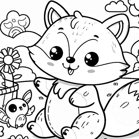 Baby Grey Fox Coloring Page